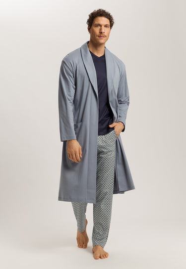 Night And Day Shawl Collar Cotton Robe 120cm | Cliff Grey 75755-2680